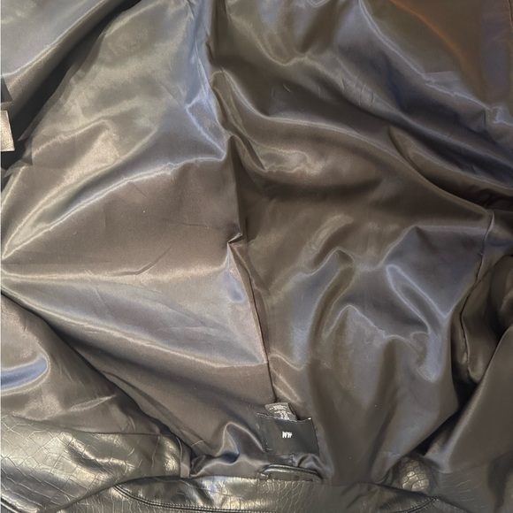 H&M Black Faux Croc Embossed Leather Jacket - Picture 7 of 9